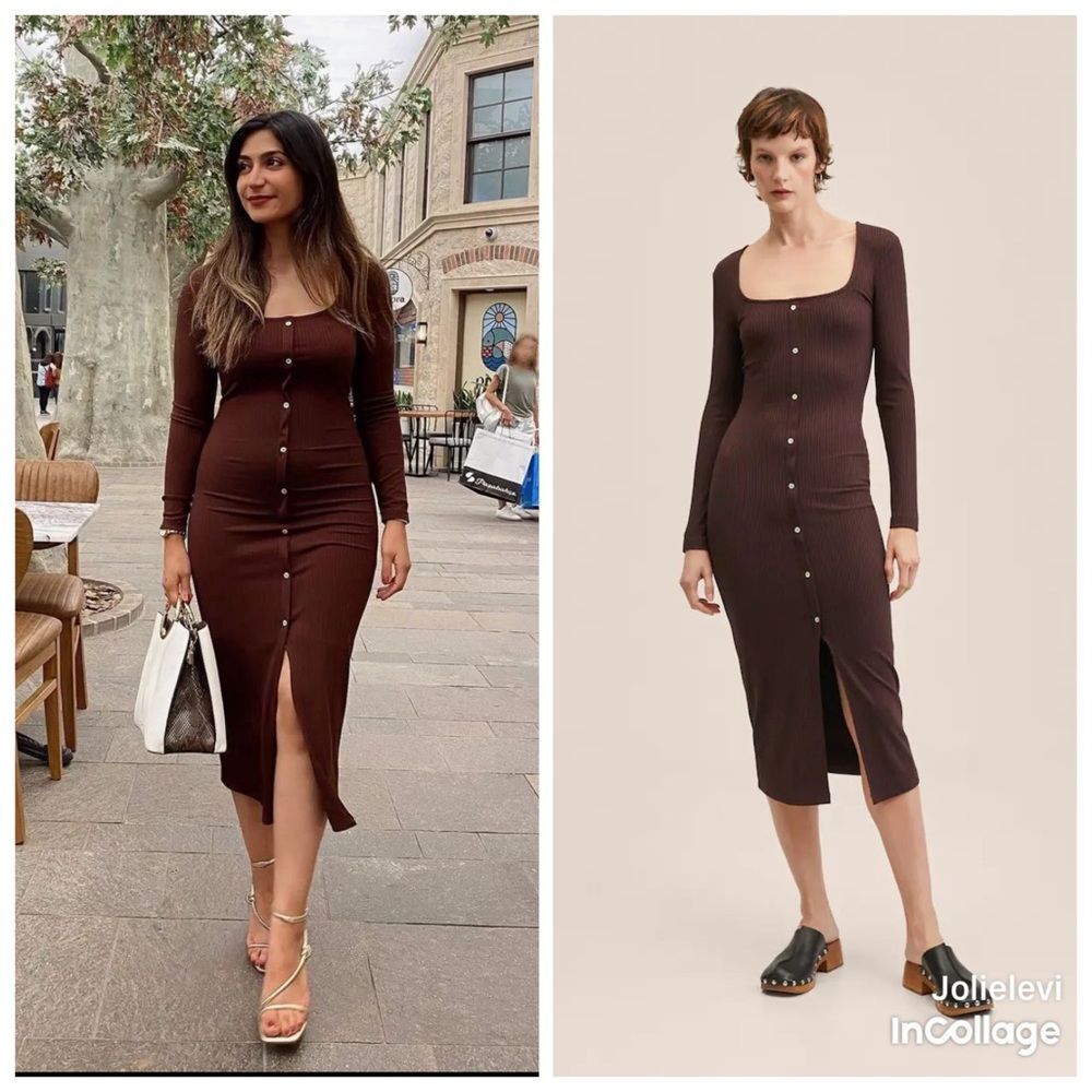Mango Ribbed knit dress